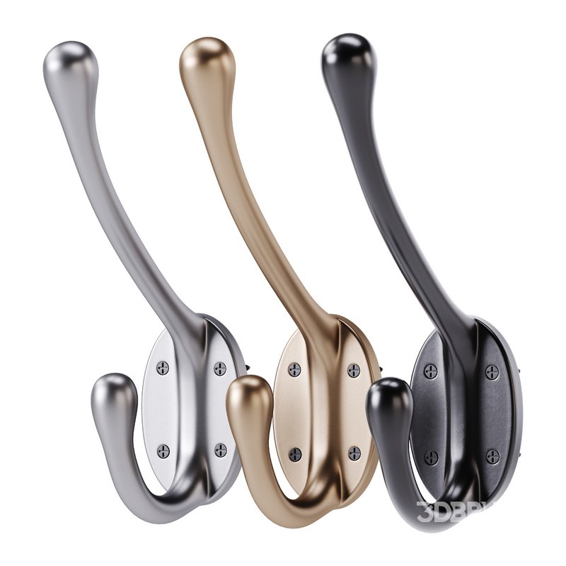 Wrought Iron Double Hook Black for Coats Towels Robes Image 3