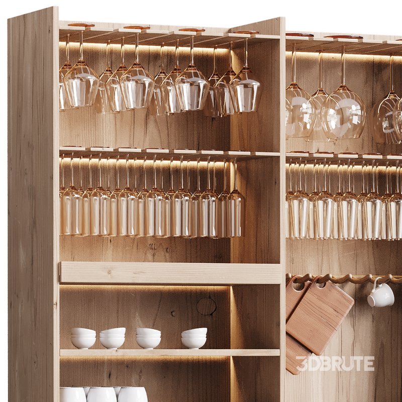 Modern Wine cabinet with dishes and glasses 01 Image 15