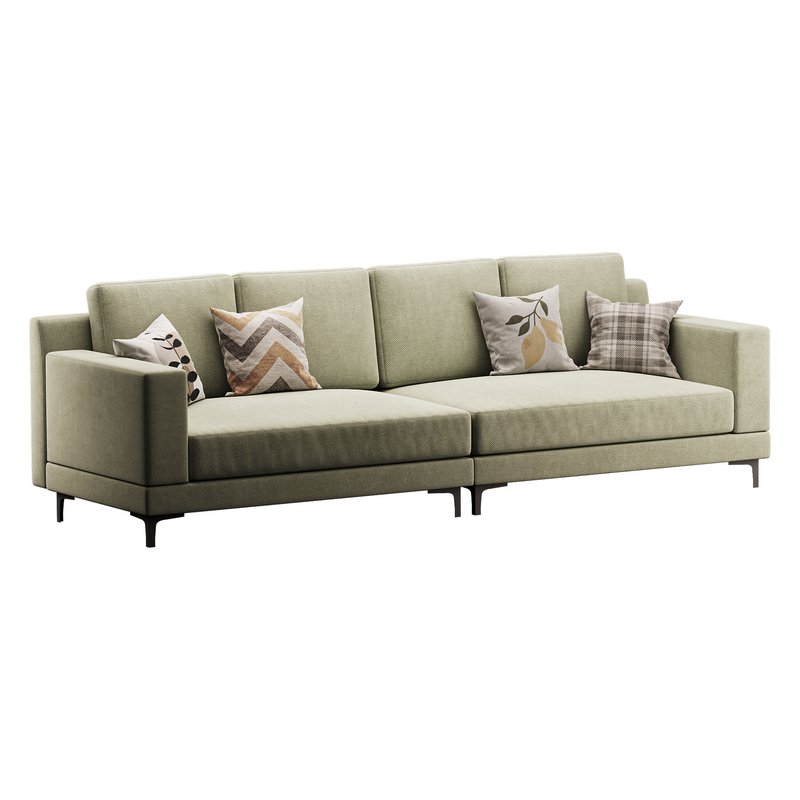 3-seater Modish Cream Solid Color Sofa Image 2