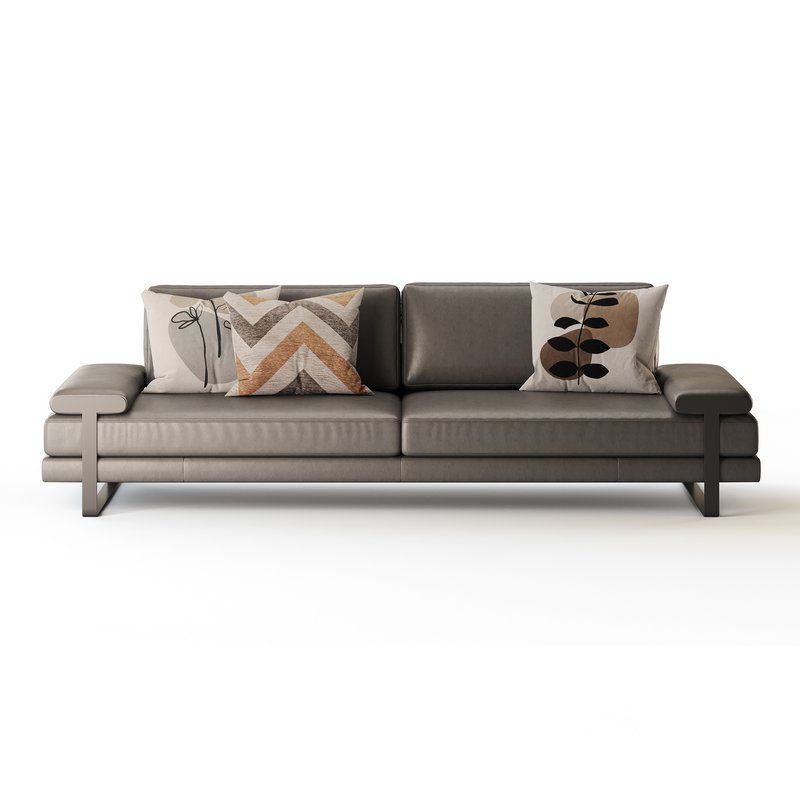 Full Grain Cow Leather Upholstered Sofa Image 8