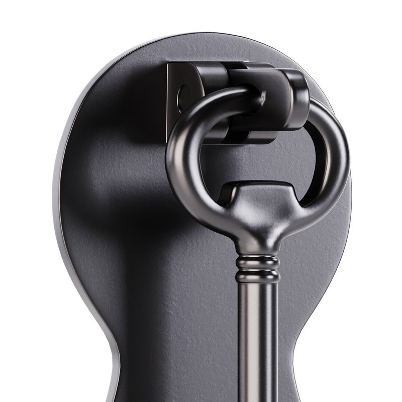 Door Knocker Black Cast Iron Key Image 3
