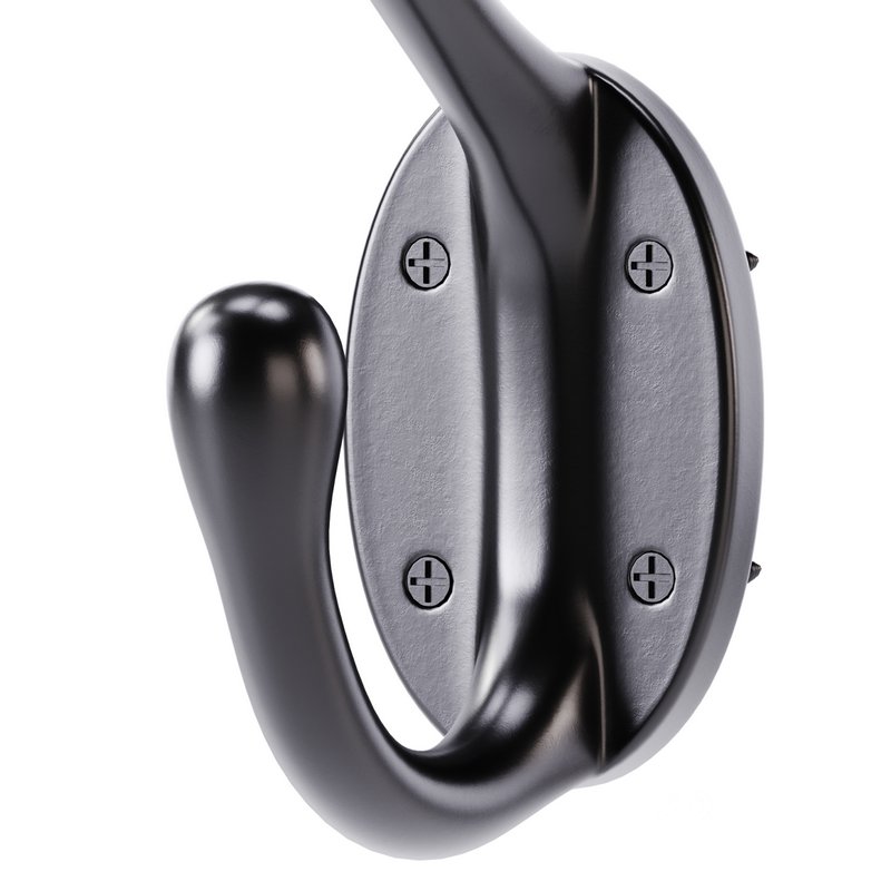 Wrought Iron Double Hook Black for Coats Towels Robes Image 2