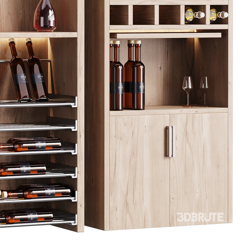 Modern Wine cabinet with dishes and glasses 02 Image 3