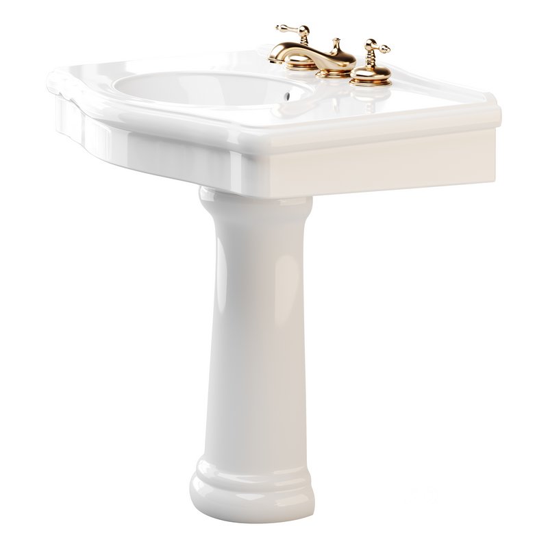 White Porcelain Bathroom Pedestal Sink Image 3