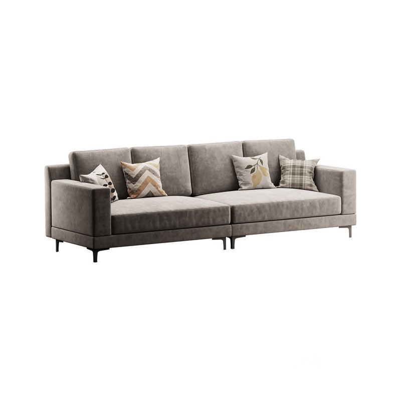 3-seater Modish Cream Solid Color Sofa Image 1