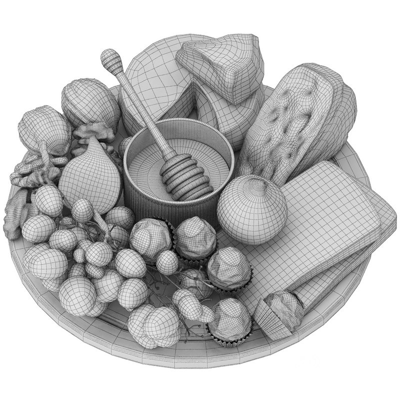 plate of honey and cheese with grapes walnuts and figs Image 4