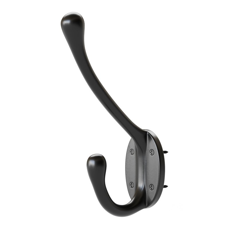 Wrought Iron Double Hook Black for Coats Towels Robes Image 4