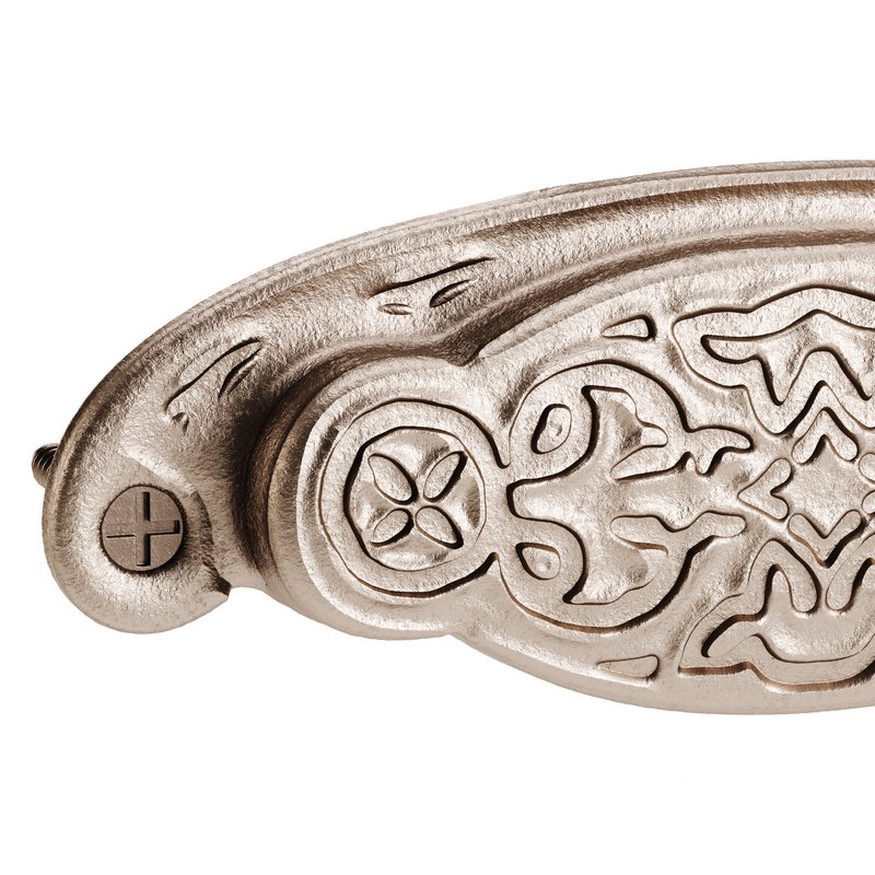 Black Floral Cabinet Drawer Cup Bin Pull Wrought Iron Image 6