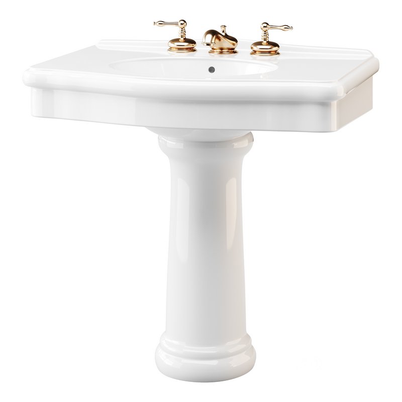 White Porcelain Bathroom Pedestal Sink Image 6