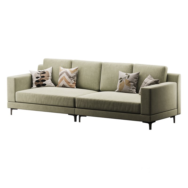 3-seater Modish Cream Solid Color Sofa Image 6