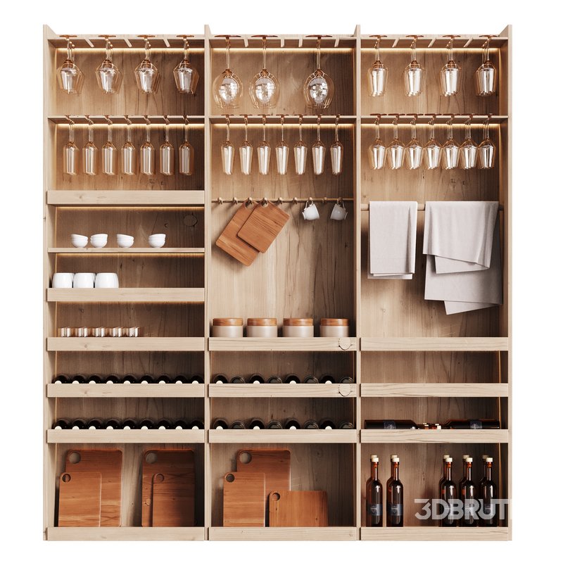 Modern Wine cabinet with dishes and glasses 01 Image 5
