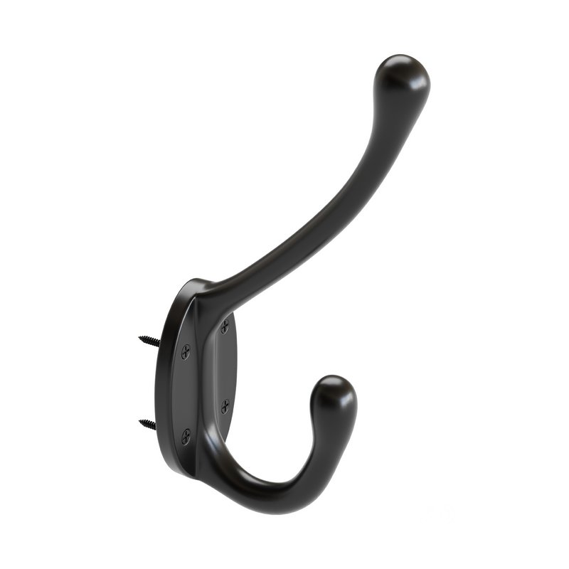 Wrought Iron Double Hook Black for Coats Towels Robes Image 5