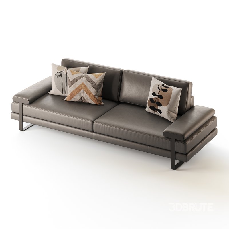 Full Grain Cow Leather Upholstered Sofa Image 12