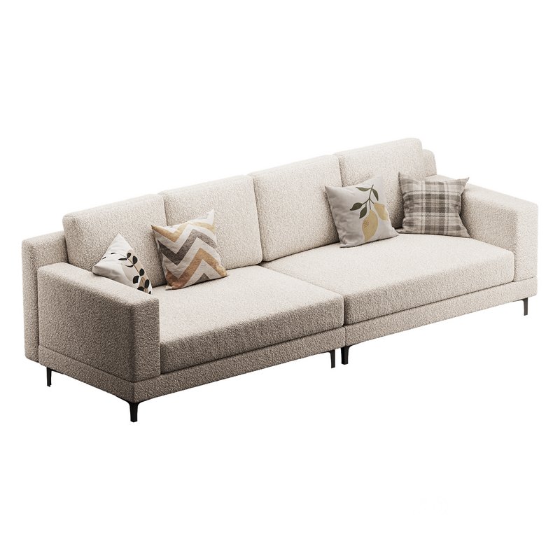 3-seater Modish Cream Solid Color Sofa Image 7