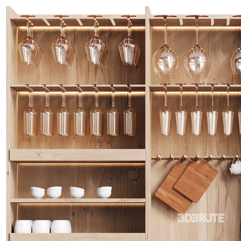 Modern Wine cabinet with dishes and glasses 01 Image 6