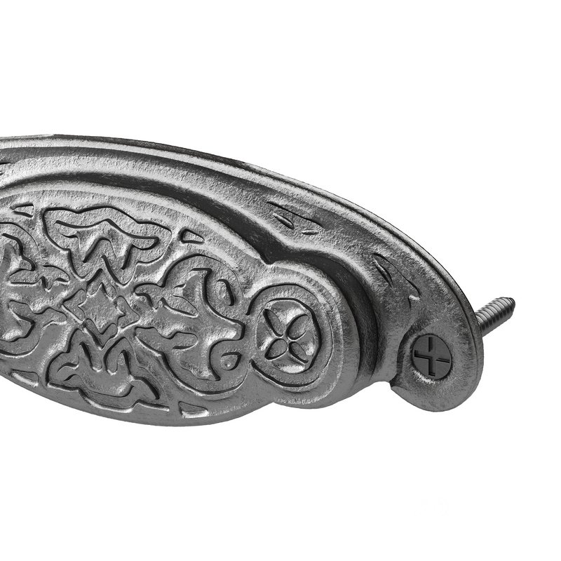 Black Floral Cabinet Drawer Cup Bin Pull Wrought Iron Image 7