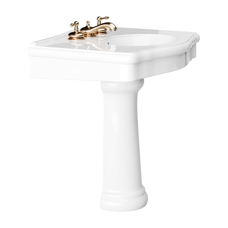 White Porcelain Bathroom Pedestal Sink Image 7