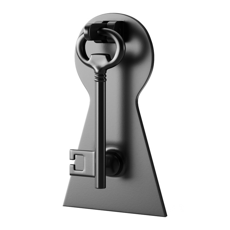 Door Knocker Black Cast Iron Key Image 6