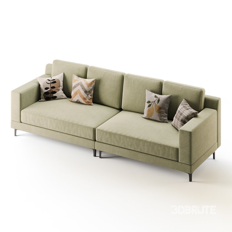 3-seater Modish Cream Solid Color Sofa Image 10