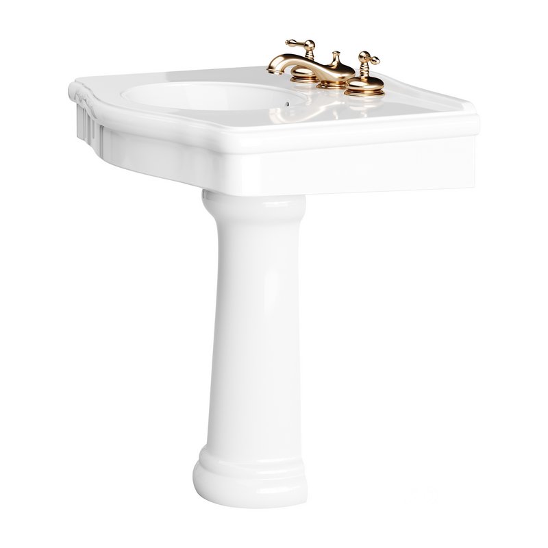 White Porcelain Bathroom Pedestal Sink Image 8
