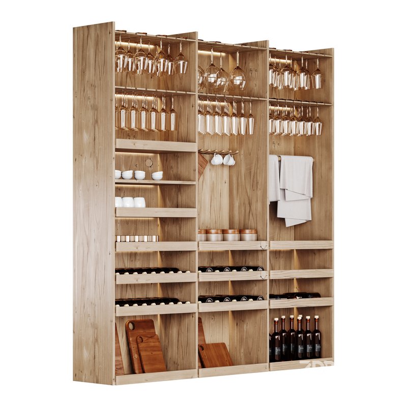 Modern Wine cabinet with dishes and glasses 01 Image 7