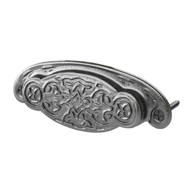 Black Floral Cabinet Drawer Cup Bin Pull Wrought Iron Image 9