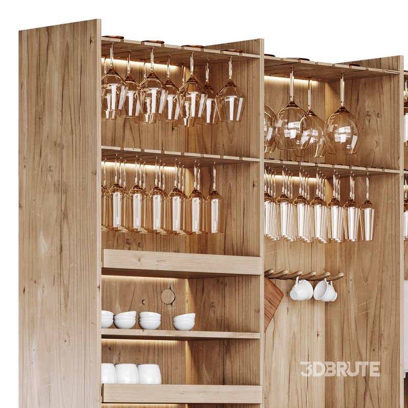 Modern Wine cabinet with dishes and glasses 01 Image 8