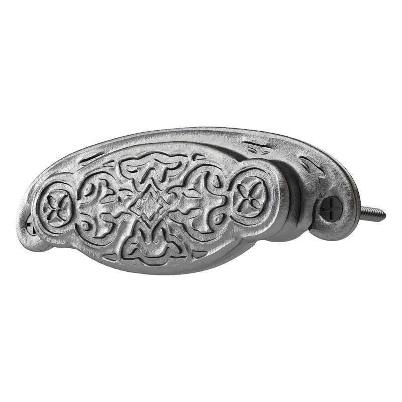 Black Floral Cabinet Drawer Cup Bin Pull Wrought Iron Image 8