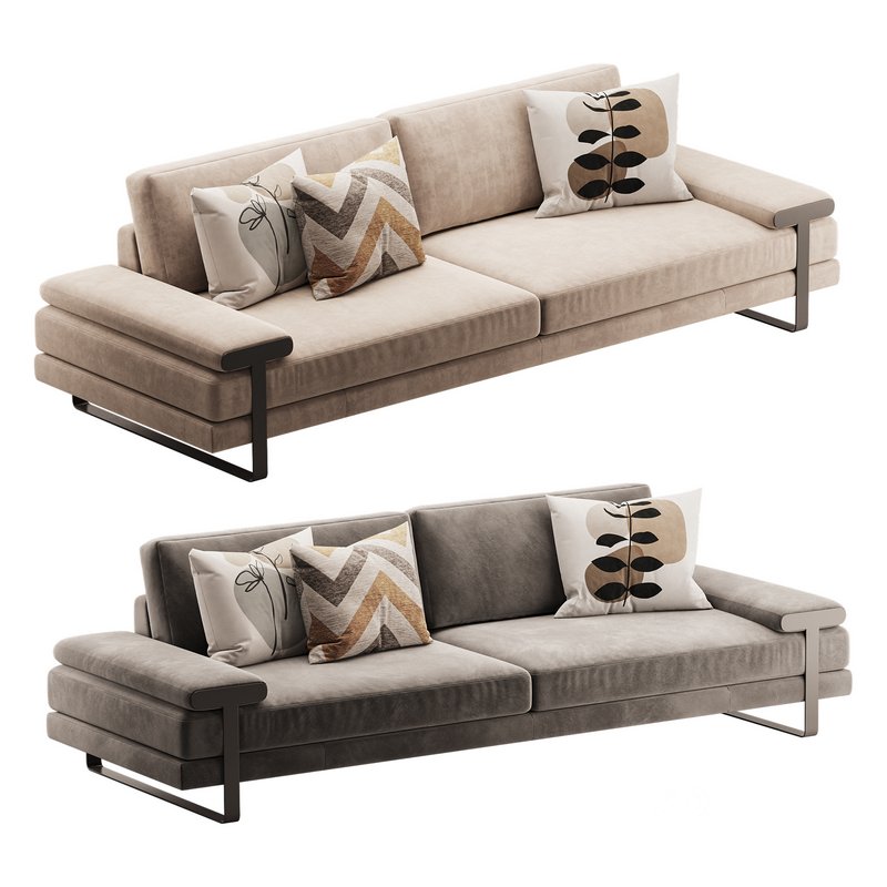 Full Grain Cow Leather Upholstered Sofa Image 9