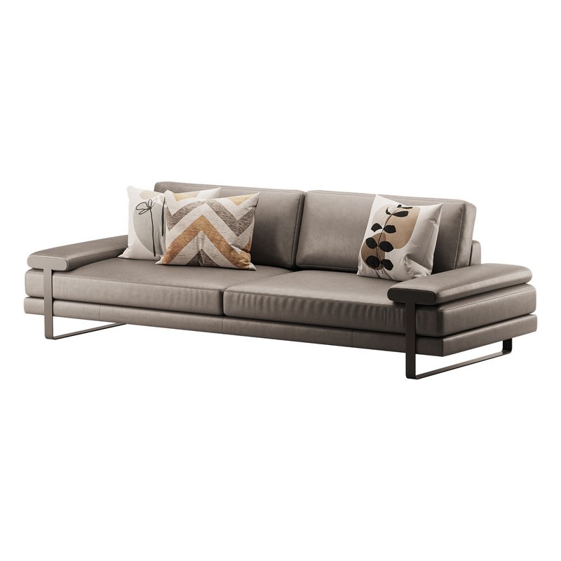 Full Grain Cow Leather Upholstered Sofa Image 2