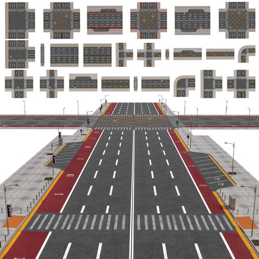 Road Pack Set 01-LowPoly-GameReady