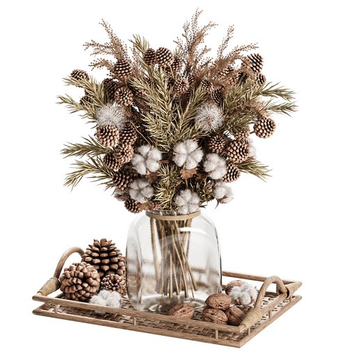 Rustic Winter Centerpiece with Pinecones and Cotton Flowers