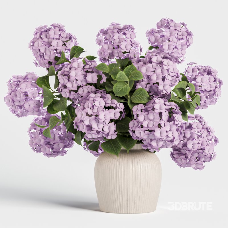 Hydrangea Bouquet in Textured Ceramic Vase 3 Color Variants Image 1