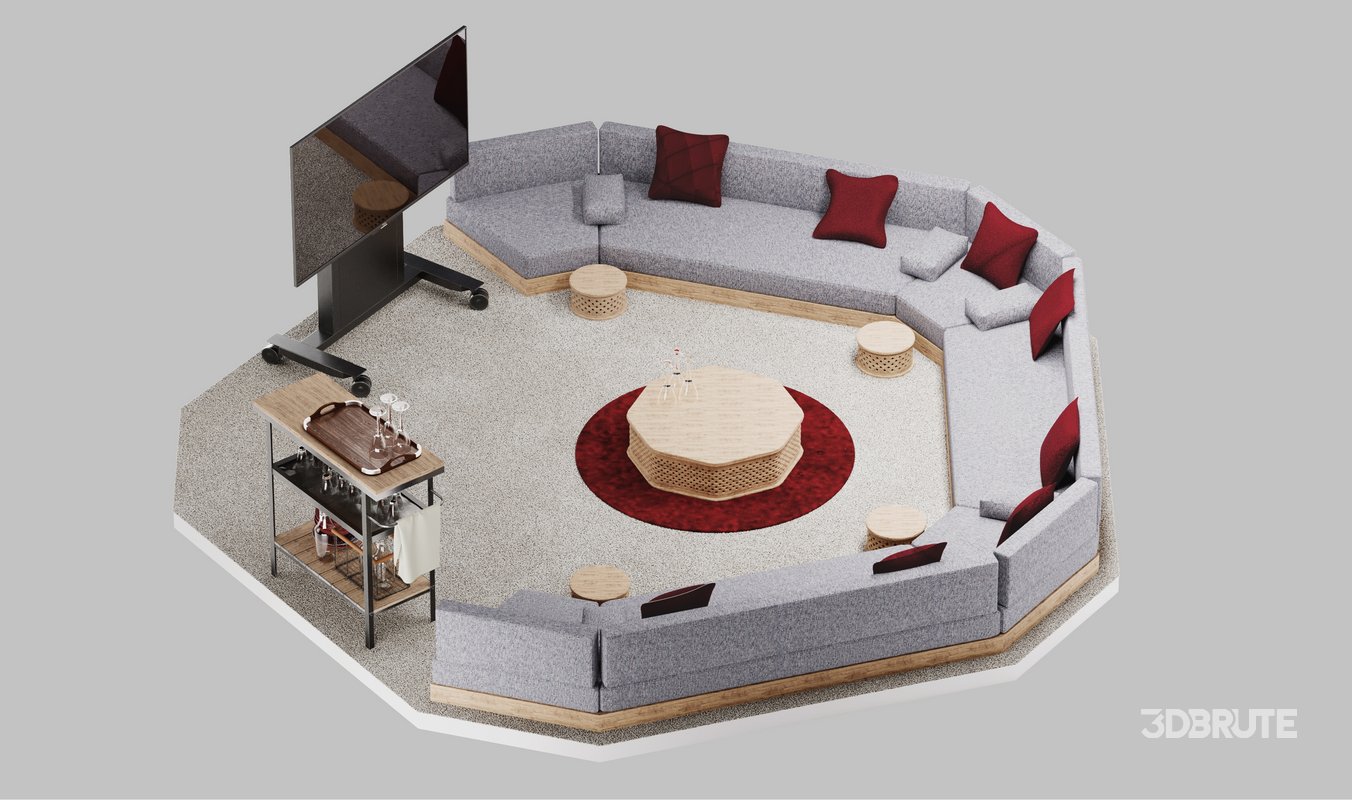 Octagon-Shaped Sectional Sofa Image 1