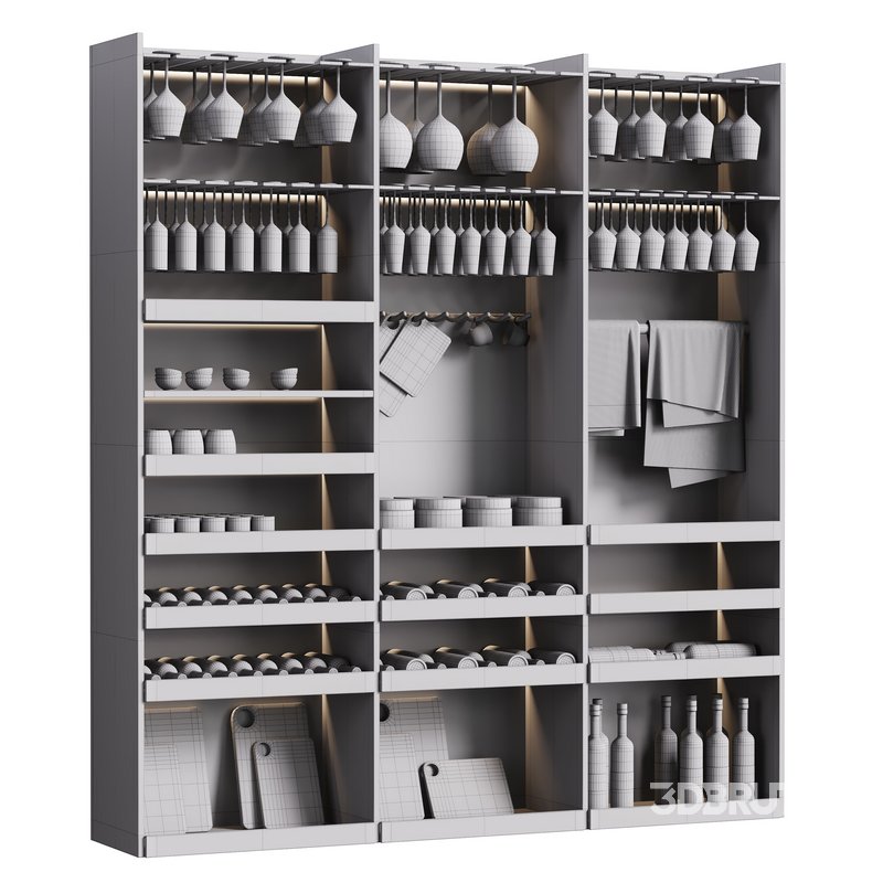 Modern Wine cabinet with dishes and glasses 01 Image 12