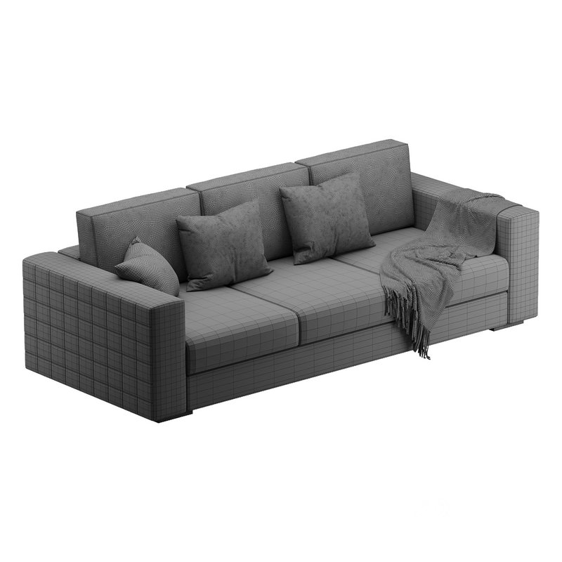 Furniture Port 3 Seater Off White Wooden Sofa Image 14