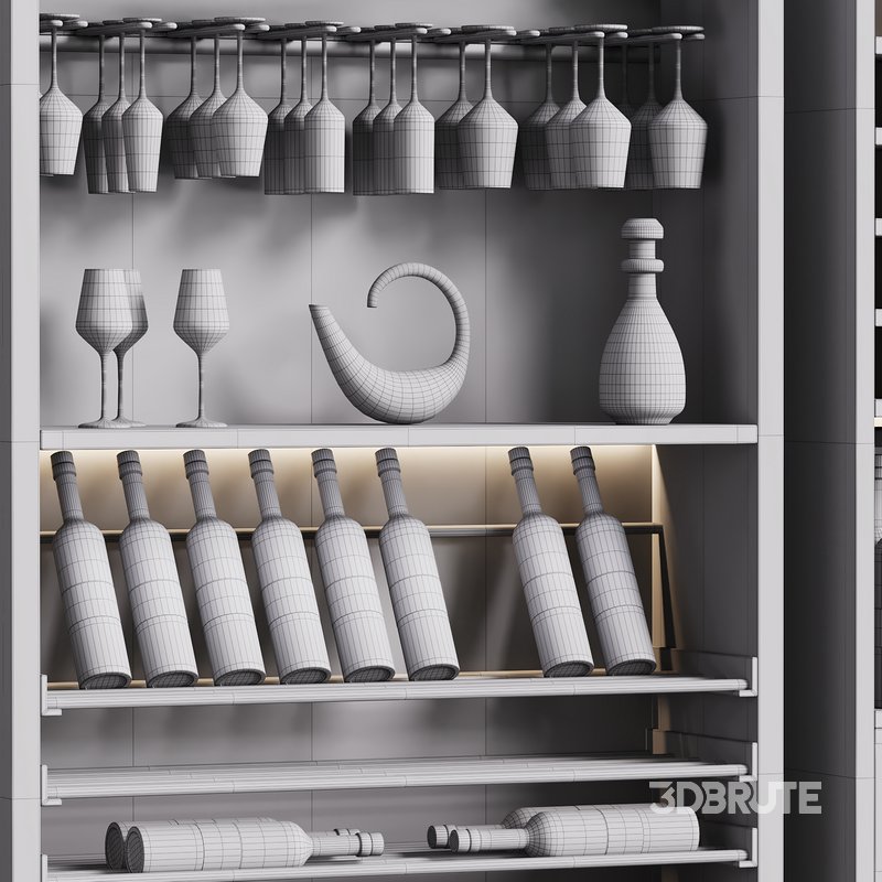 Modern Wine cabinet with dishes and glasses 02 Image 15
