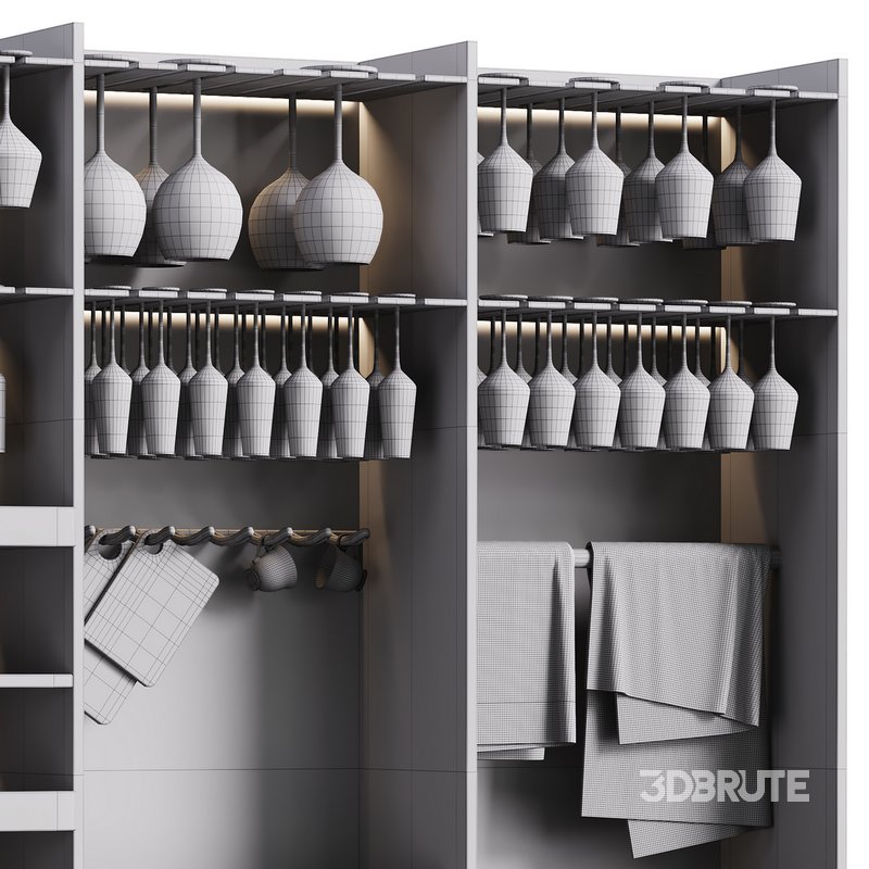 Modern Wine cabinet with dishes and glasses 01 Image 14