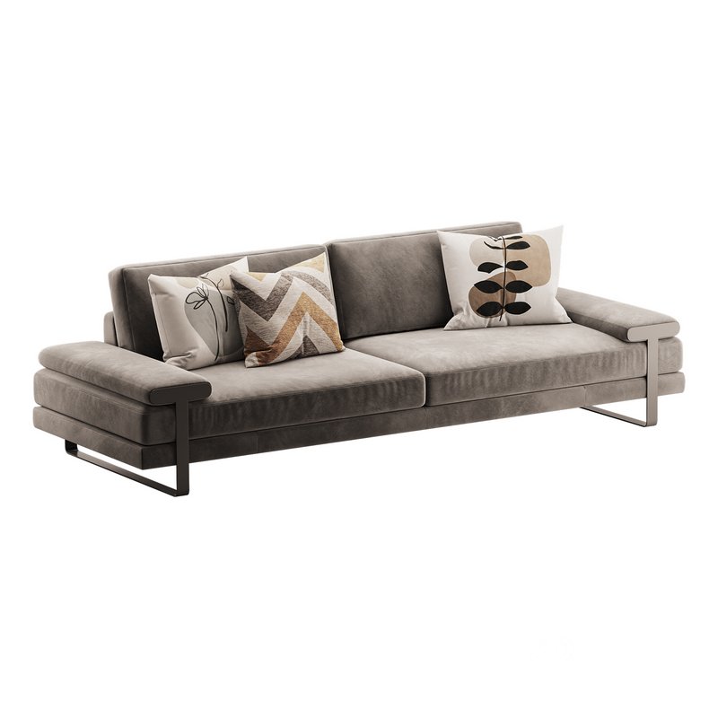 Full Grain Cow Leather Upholstered Sofa Image 4