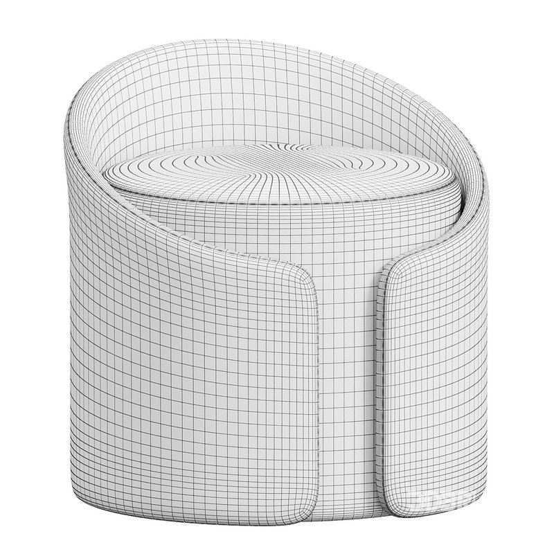 Modern White Round Lamb Wool Vanity Stool with Backrest Image 2