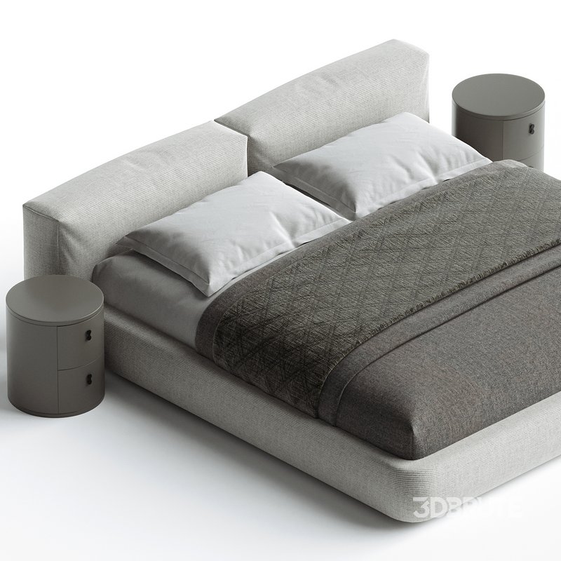 Amos Boucle White Contemporary Rectangular Head Board Bed Frame King Size Image 2