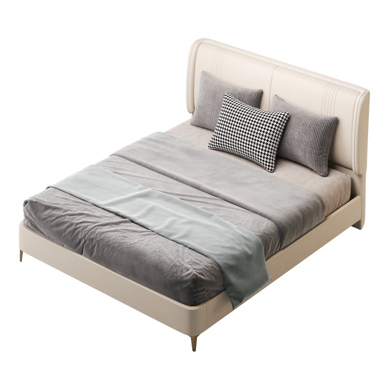 Leather Beige Bed Frame Image 5
