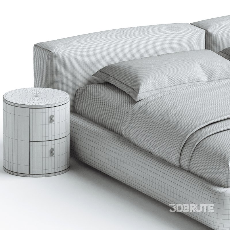 Amos Boucle White Contemporary Rectangular Head Board Bed Frame King Size Image 3