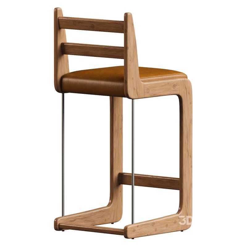 Oak and Leather Cruz Barstool Image 2