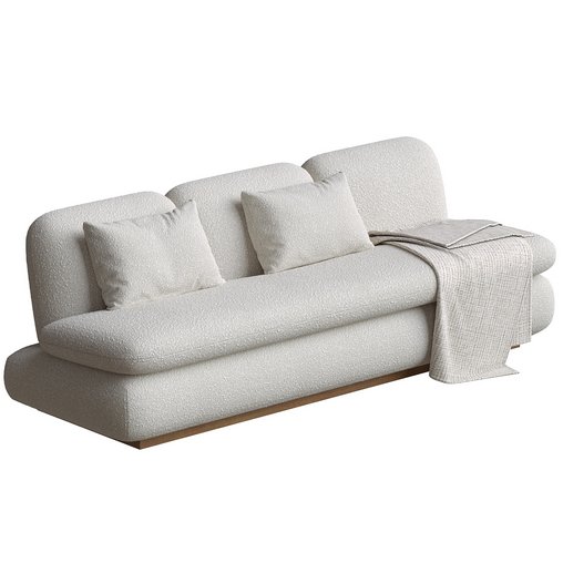 Modern Drama White Boucle Pouf Sofa