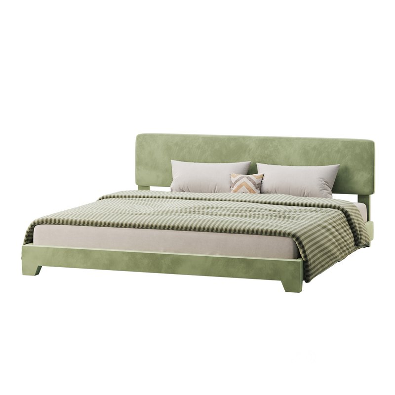 Einfach King Upholstered Platform Bed Image 8