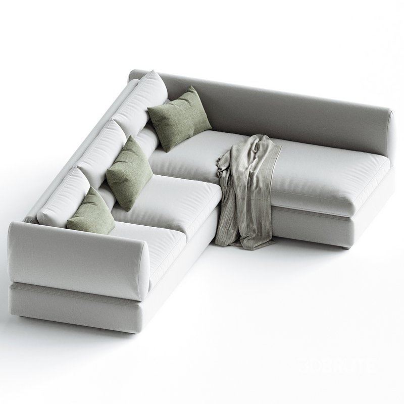 Blanche Parma Three-seater sofa with pouf Image 1