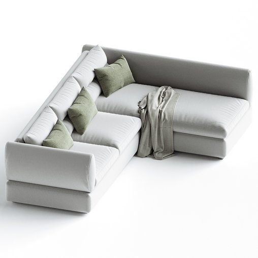 Blanche Parma Three-seater sofa with pouf