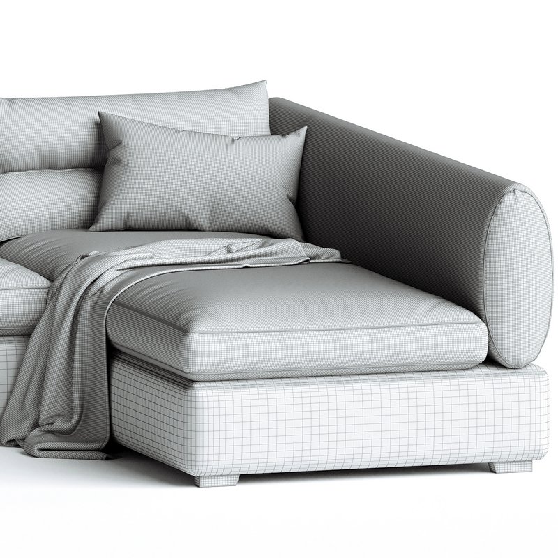 Blanche Parma Three-seater sofa with pouf Image 4
