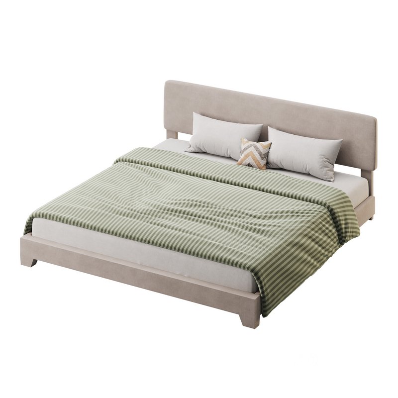 Einfach King Upholstered Platform Bed Image 4